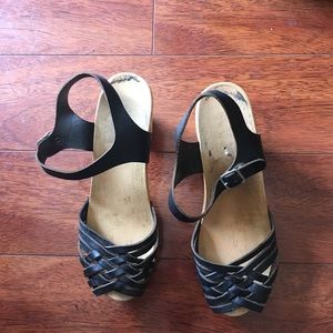 Black clog high heel sandals